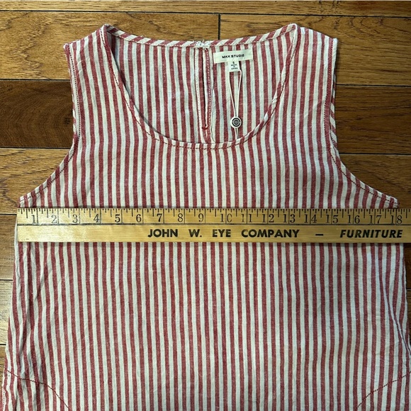 Max Studio Red Striped Linen Blend Shift Dress Size Small - Picture 13 of 14